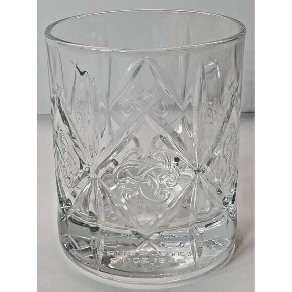 Dewar's True Scotch Old Fashioned Clear Whiskey Celtic Truth Knot Embossed Glass - Picture 1 of 7